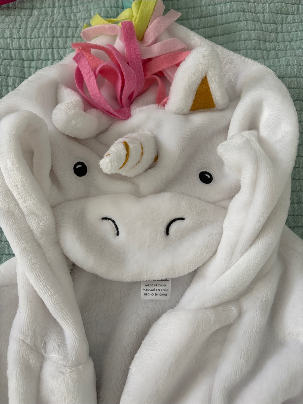 Pottery Barn Kids White Plush Hooded Garment Label - Size 8-10